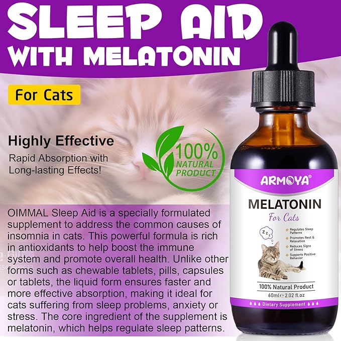 Cat Melatonin - Melatonin for Cats - Cat Calming Treats- Cat Sedative for Grooming - Helps to Support Restful Sleep for Your Cat - Cat Sleep Aid - Anxiety Relief for Cats