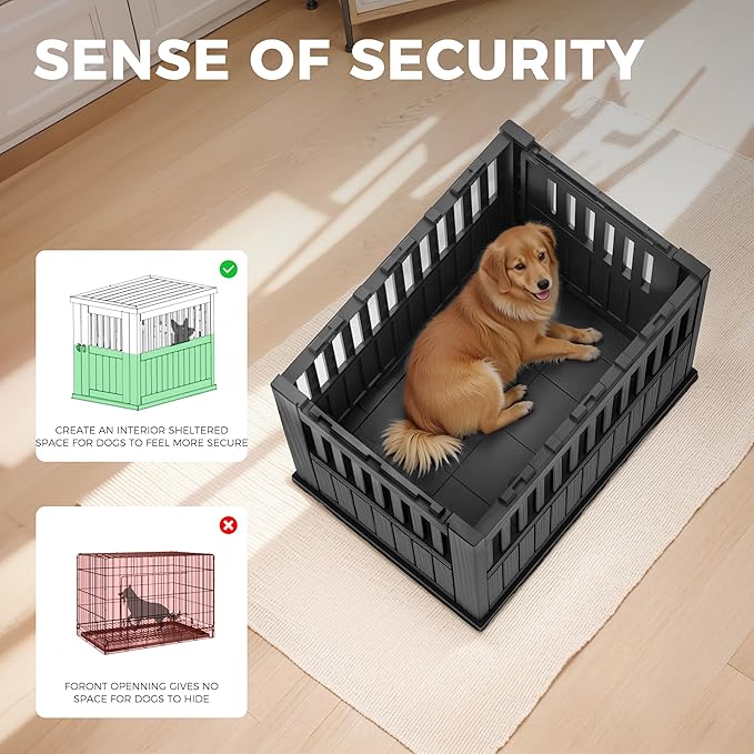 Dog House - Resin Outdoor Dog Kennel with Ventilated Design, Waterproof Dog Bed Shelter for Backyard, Garden & Patio