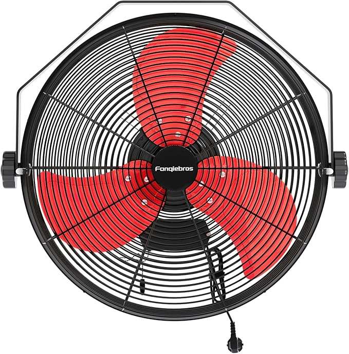4580 CFM 18 inch High Velocity Wall Mounted Fan, 3-Speed Metal Fan with Sealed Motor, 360 Degree Tliting Heavy Duty Wall Fan for Patio, Barn, Garage, and Gazebo - UL listed