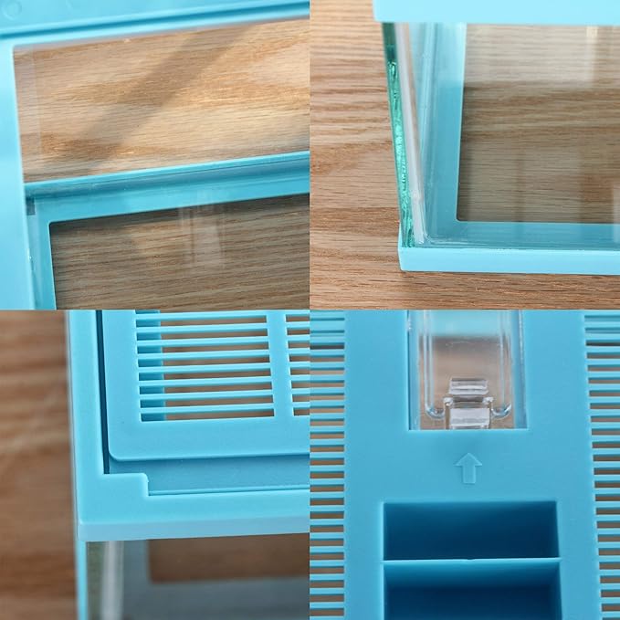 crapelles ReptileTerrarium Color Blue Spider Box, 7.8x7.8x5.9'' Tarantula Container Gecko Habitat Insect Enclosure pet Tank Frog Carrier Snail Hermit Crab House Cricket breeding Geometric Cube Bowl