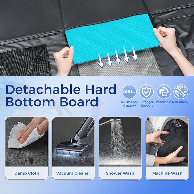 Back Seat Extender for Dogs,Hard Bottom Car Seat Cover,100% Waterproof 600D Heavy Durable Scratchproof Leather Car Dog Cover Back Seat,Non Slip Easy Clean Car Seat Protector,with Storage Bag