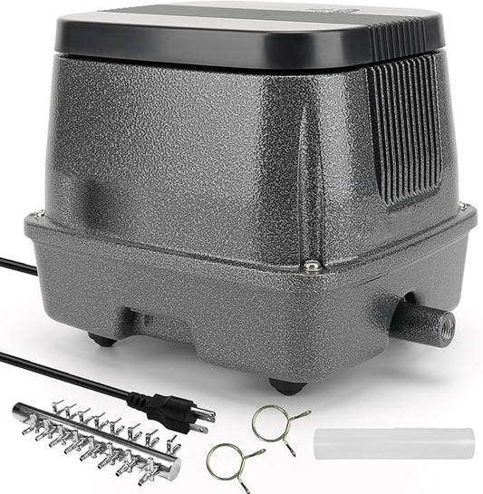 AquaMiracle Linear Air Pump ZP-40/ZP-60/ZP-100/ZP-200 for Pond Aeration, 635/950/1600/4000GPH Septic Air Pump Pond Aerators for Outdoor Ponds, Waste Treatment, Aquarium, Fish Farm, Seafood Restaurant