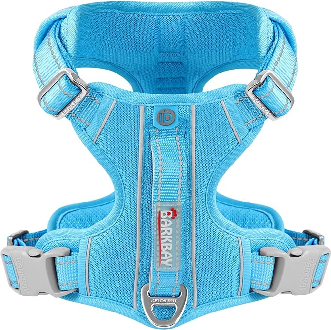 BARKBAY Dog Harness No Pull with ID Tag Pocket - Heavy Duty, Reflective, Easy Control for Large Dogs(Blue,M)