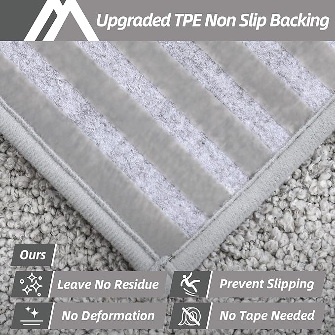 COSY HOMEER Edging Stair Treads Non-Slip Carpet Mat 28inX9in Indoor Stair Runners for Wooden Steps, Edging Stair Rugs for Kids and Dogs, 100% Polyester TPE Backing (7pc, Grey)