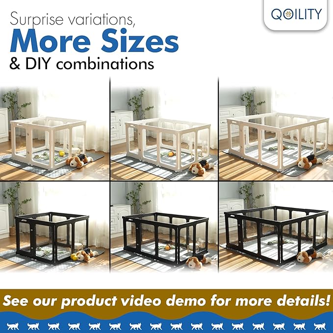 Clear Playpen for Dogs Indoor, Effectively Relieves Indoor Pet Anxiety, 56" x 37" x 23.6"H, Suitable for Dogs and Puppies, Black