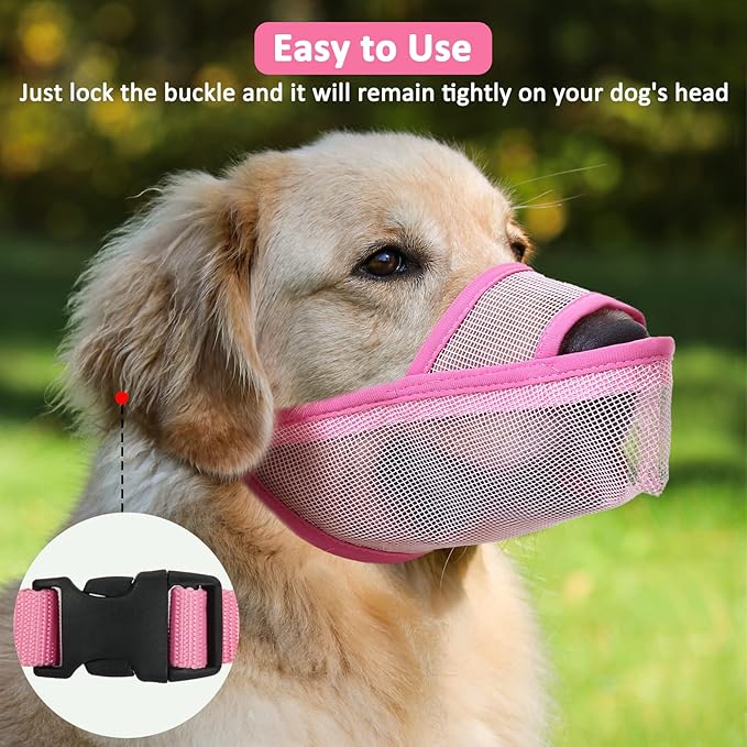 Crazy Felix Nylon Dog Muzzle for Small Medium Large Dogs Dachshund Beagle Poodle Labrador, Air Mesh Breathable and Drinkable Pet Mouth Guard for Anti-Biting Chewing Scavenging