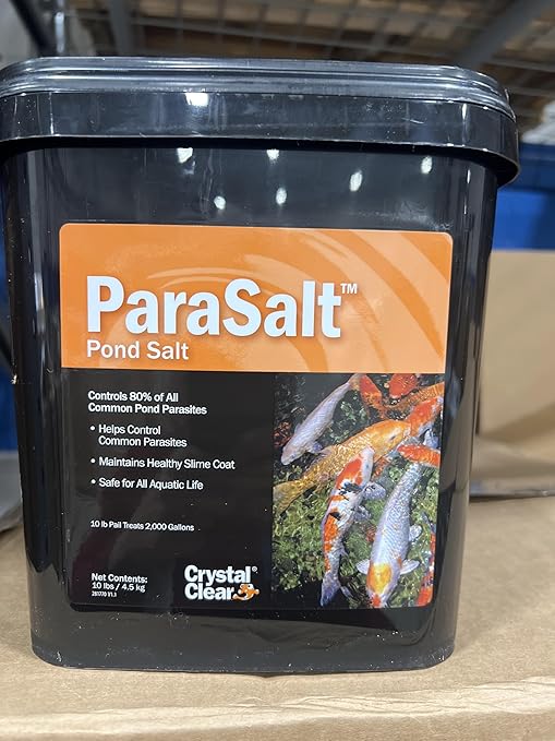 CrystalClear ParaSalt Outdoor Pond & Water Garden Rock Salt Crystals, Fish Parasite Control, Beneficial Stress Reducing & Slime-Coat Treatment, Natural Aquatic Additive, Koi, Plants & Pet Safe, 10 lbs