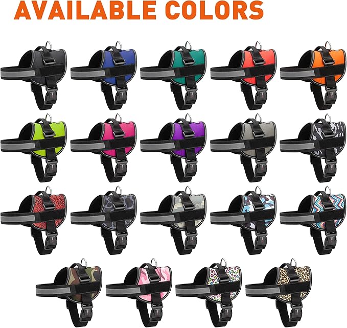 Dogline Dog Harness, Reflective No-Pull Adjustable Vest with Handle for Walking, Training, Breathable, No - Choke Harness for Small, Medium or Large Dogs Room for Patches Girth 22"-28" in Black