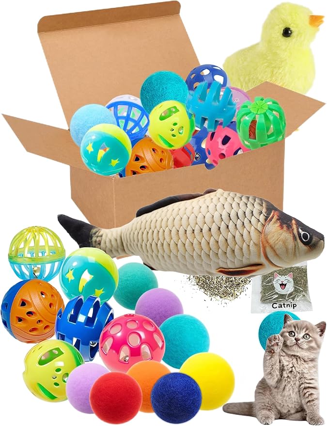 19-Piece Cat Toy Variety Pack for Kittens and Indoor Cats (1.5'' - 8.3'', Cat Toys Pro Collection)