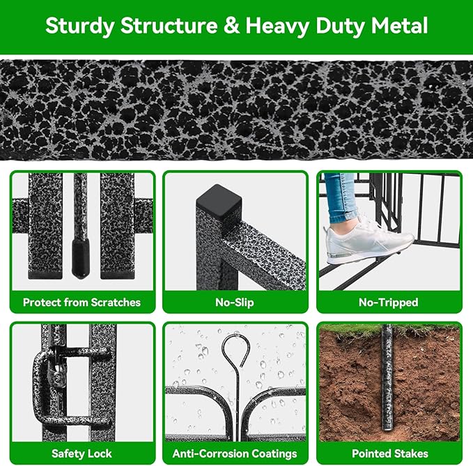 Dog Playpen Outdoor 16 Panels Heavy Duty Dog Fence 47" Height with Thick Pipe Anti-Rust with Doors Portable for RV Camping Yard, Total 36FT, 103 Sq.ft, Snowy Black