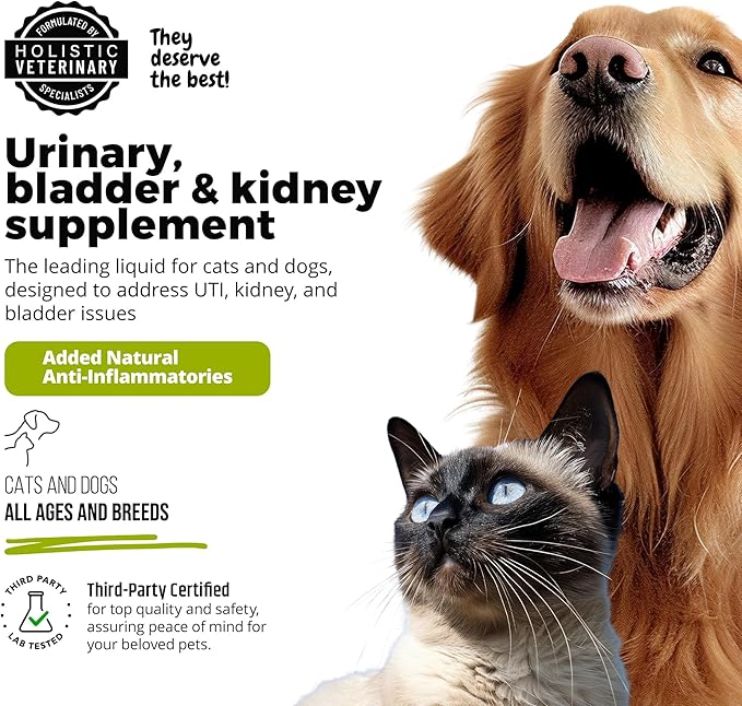 Cat & Dog Urinary Tract Treatment, Bladder & Kidney Support for Dogs and Cats, Powerful Yet Gentle Pet Care, with Liquid Cranberry & Glucosamine, Chicken Flavor, 6 oz Bottle, 2 Pack