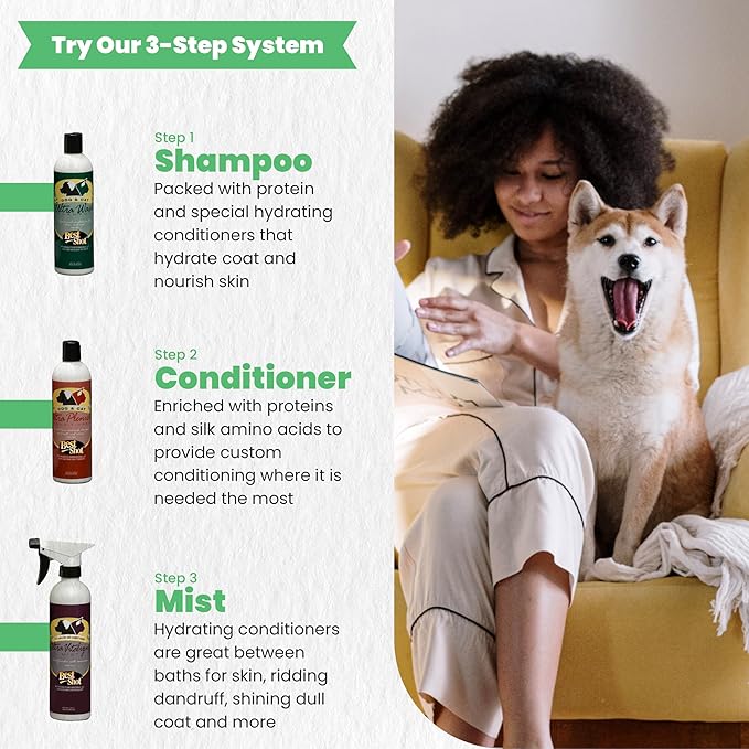 Best Shot Ultra-Vitalizing Mist Detangler and Conditioner with Pet Coat Release Technology, Moisturizing Conditioner for Dogs, Cats, and Horses, Hypoallergenic, 32 Oz.