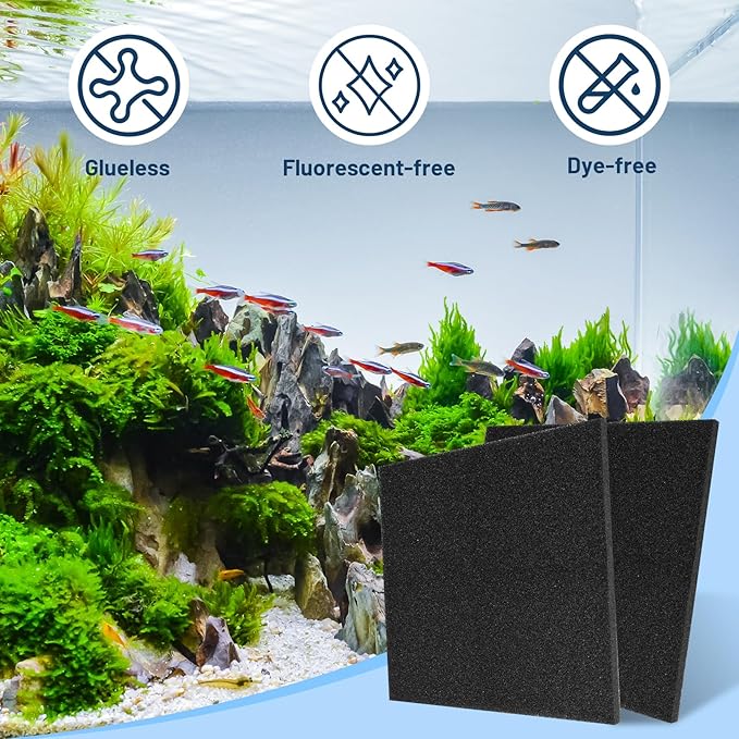 Aquarium Filter Sponge, Aquarium Filter Foam for Mechanical Filtration, Traps Large Debris & Filters Water, Cut to Fit Fish Tanks, Ponds, Turtle Tanks, Salt & Freshwater, 20x20x1 in, 20PPI