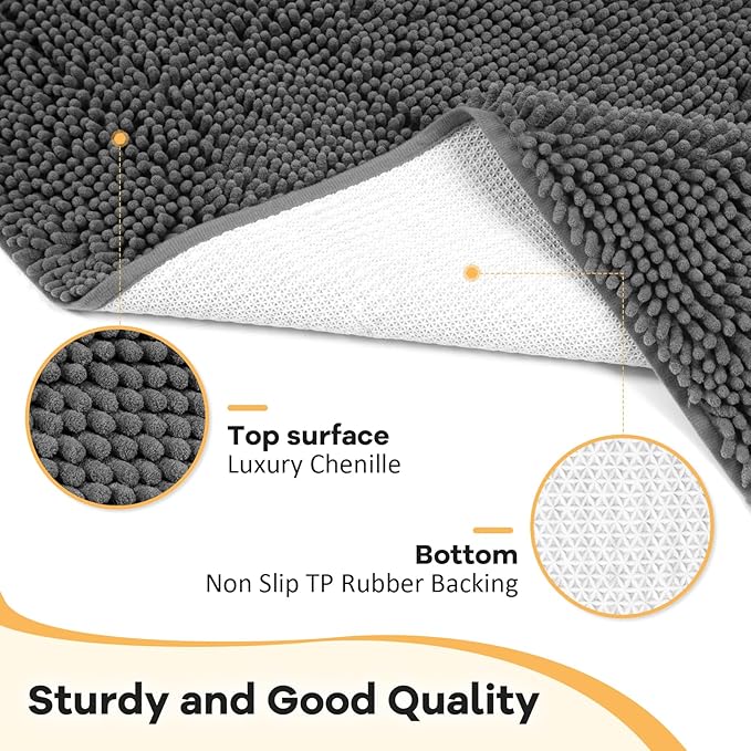 Absorbent Dog Door Mat for Muddy Paws, 48" x 30" Chenille Indoor Mats for Entryway, Trap Dirt Front Door Mat Indoor Entrance Washable Non Slip Soft