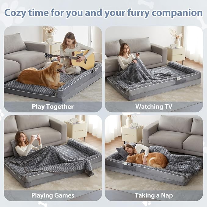 BFPETHOME Orthopedic Dog Beds for Extra Large Dogs, Waterproof Sofa XXL Dog Bed with Sides, Non-Slip Bottom and Egg-Crate Foam Big Pet Couch Bed with Washable Removable Cover,Pet Bed for Large Dogs