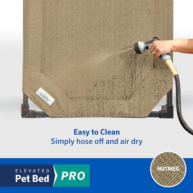 Coolaroo Pro Elevated Dog Bed - Low-Profile Access, Moisture-Resistant Cover, Breathable Fabric & Tool-Free Setup, Nutmeg, Standard