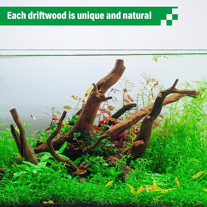 Driftwood for Aquarium Natural Aquarium Wood for Aquascaping Fish Tank Decorations Reptile Tank Decor (Natural Driftwood 6-10" (Pack of 3))