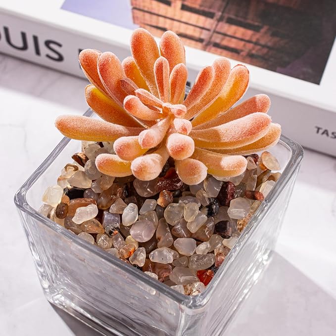 Crystal Chips Polished Crushed Quartz Vase Filler, 0.88 Lb Irregular Shaped Aquarium Gravel Rocks Carnelian Tumbled Gemstones Pebbles for Aquarium, Vase Fillers, Succulent Plants Decor