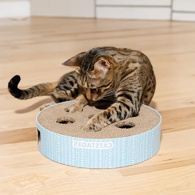 Catstages Scratch N' Hunt Interactive Cat Puzzle Toy with Scratcher Corrugate for Nail Care, Engages Hunting Instincts