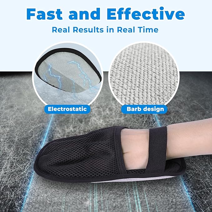 2Pcs Pet Hair Removal Gloves Kit (2 Sizes) for Dogs & Cats, 2025 Newly Upgraded Five-Finger Electrostatic Pet Hair Gloves, Reusable Pet Hair Remover Tools for Clothing, Carpet, Sofa Gaps, Car Seat