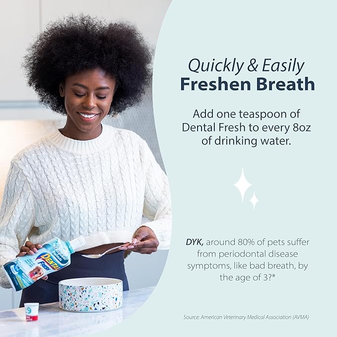 Dental Fresh Water Additive for Dogs, Original Formula, 8oz – Cat & Dog Breath Freshener and Teeth Cleaning for Dental Care for Pets – Add to Water