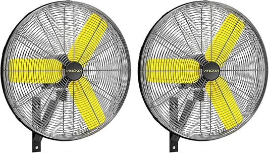 24 Inch Industrial Wall Fan Oscillating with 2 Pack, 7800 CFM Commercial Metal Wall Mount Fans with Poweful Motor, 3 Speed, Heavy Duty Indoor for Warehouse, Workshops, and Garage, UL Listed