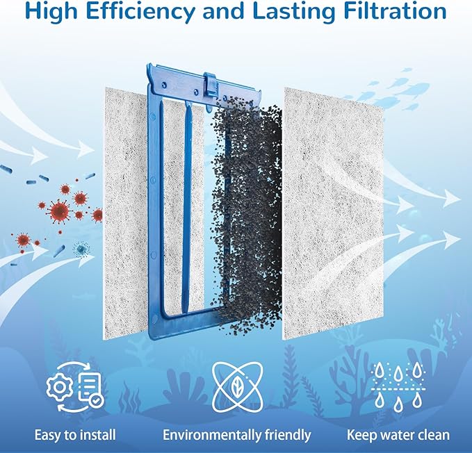 Aquarium Filter Cartridge for Whisper Bio Bag Power Filters, 6 Pack Assembled Large Filter Cartridges for Repto Filter