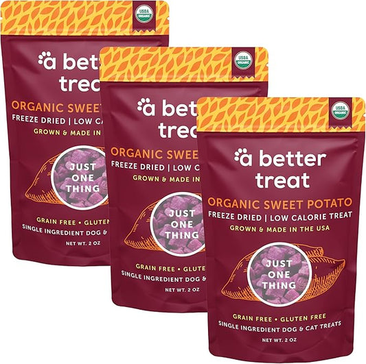 A Better Treat – Freeze Dried Organic Purple Sweet Potato Dog and Cat Treats, Organic, Single Ingredient | Natural, Healthy, Diabetic Friendly | Made in The USA