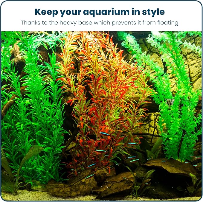 3PCS Artificial Aquarium Plants Set Extra Large - Big Natural Looking Plastic Decoration for Fish, Axolotl and Turtle Tanks – Tall Realistic Tank, Swamp and Pond Fake Plant Decorations.