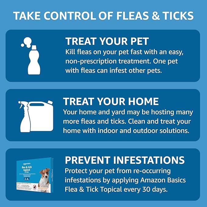Amazon Basics Flea and Tick Topical Treatment for Medium Dogs (23-44 Pounds), 3 Count (Previously Solimo)