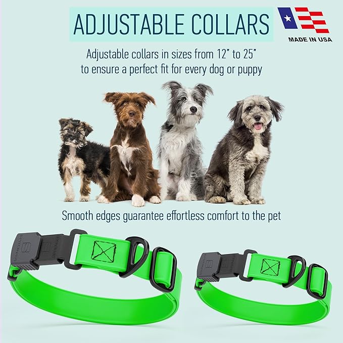 Dogline Biothane Waterproof Dog Collar with Herm Sprenger Stainless Steel Quick Release Buckle – Heavy Duty Tactical Durable Collar for Dogs – Comfortable and Safe Pet Collar, W 1" L 15-25", Green