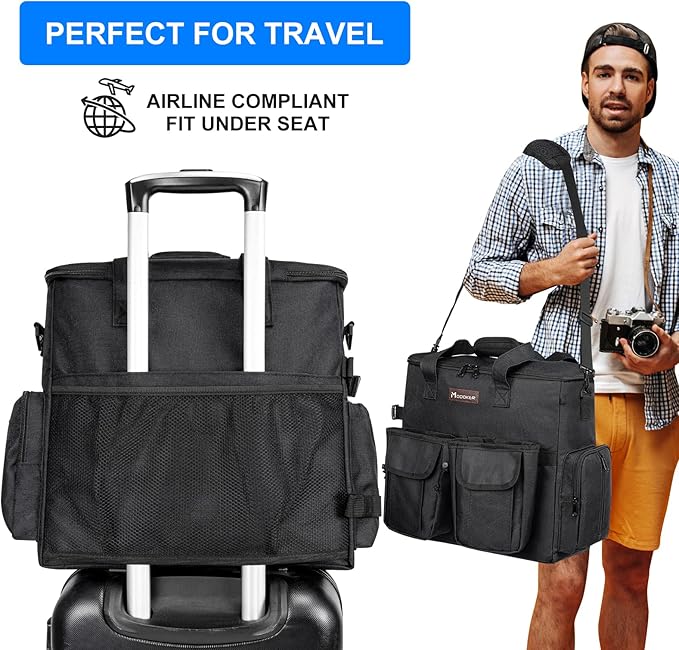 Dog Travel Bag, Airline Approved Pet Travel Bag with 2 Dog Treat Training Pouches for Weekend Pet Travel Supplies & Accessories, Black