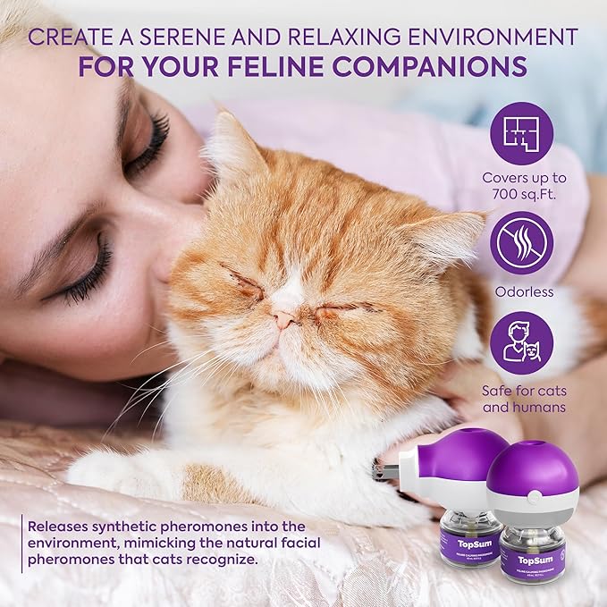 Cat Pheromones Calming Diffuser: Premium Pheromone Diffuser for Cats - Cat Pheromones Diffuser - Cat Calming Diffuser - Cat Calming Pheromone Diffuser, 3 Pack (Purple)