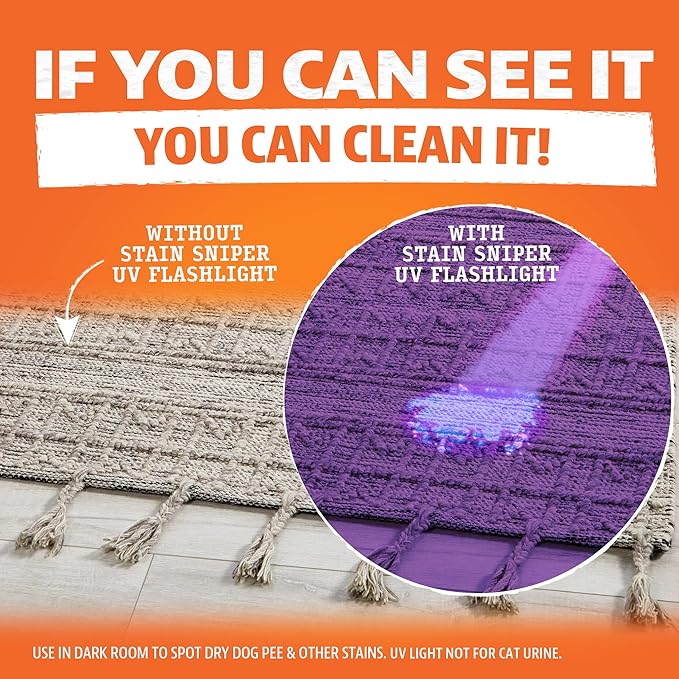 ANGRY ORANGE Pet Odor Eliminator Kit for Dog Urine - Citrus - 24 oz + UV Flashlight