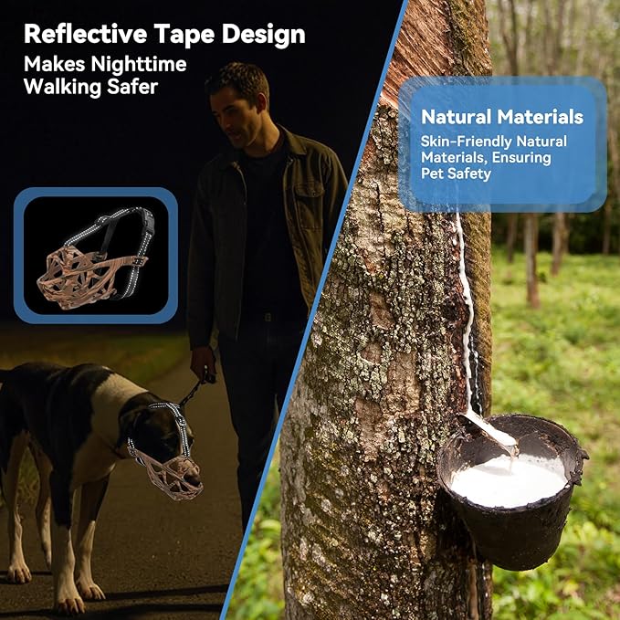 Dog Muzzle for Large Dogs, Breathable Basket Muzzles for Small, Medium and X-Large Aggressive Dog, Allows Panting Drinking, Suitable for Grooming Trimming Training (Camouflage Brown, M)