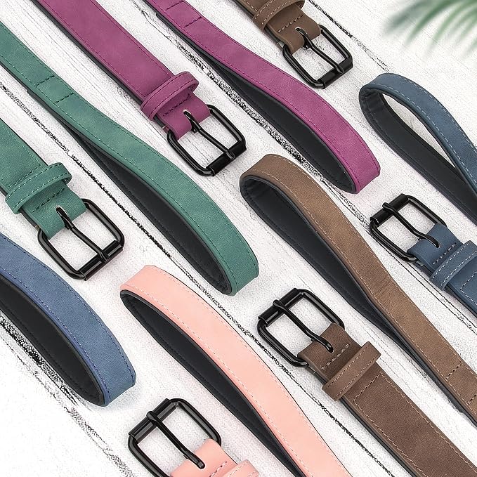 Didog Soft Padded Leather Dog Collar and Leash Set, Adjustable Dog Leash and Collar Set with Metal Buckle, Breathable Dog Collars with 4FT PU Leather Dog Leash for Medium Large Dogs, Blue, L