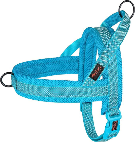 Didog No Pull Dog Harness with Breathable Mesh Padded, Full Reflective & Quick Fit Adjustable Vest Harness, Easy for Training Walking for Small & Medium and Large Dogs (Blue, M:Chest 21-26")