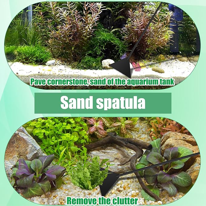 Aquarium Aquascape Tools Kit, 4 in 1 Anti-Rust Aquatic Plant Aquascaping Tool Stainless Steel Black Tweezers Scissors Spatula for Aquarium Tank Clean Fish Tank Aquascape Tools Sets (Black)