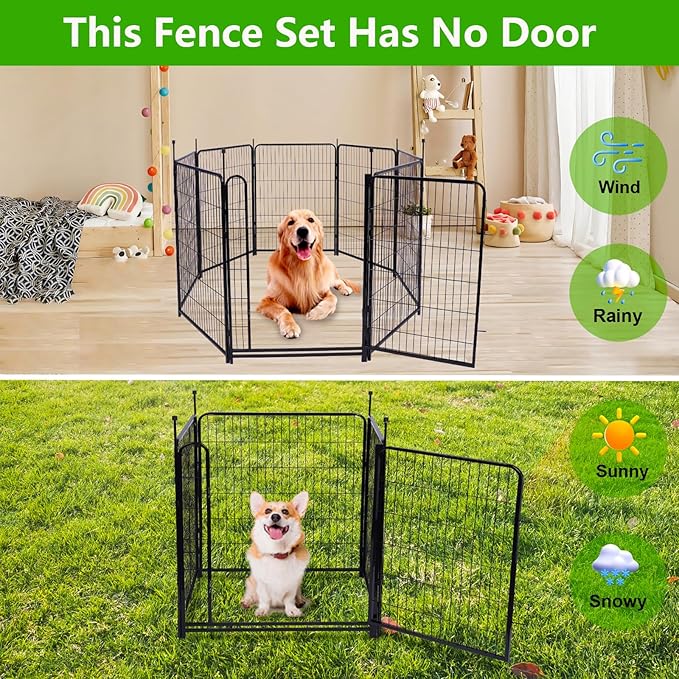 40in(H) Doorless Fence for Garden 14 Panels， 31.2 Ft(L) Barrier, Outdoor Garden Protection for Dogs Low Threshold,Indoor Fence Without Gate