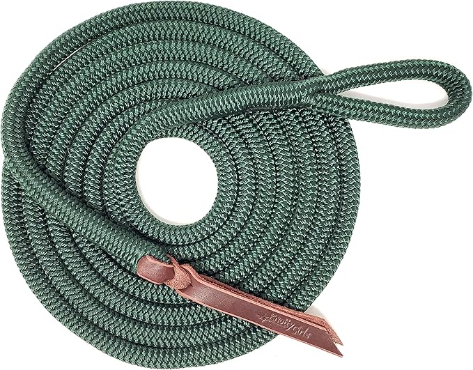 Double Braid Lead Rope with Eye Splice Loop, 12-14FT Lengths (Hunter Green, 14 ft.)