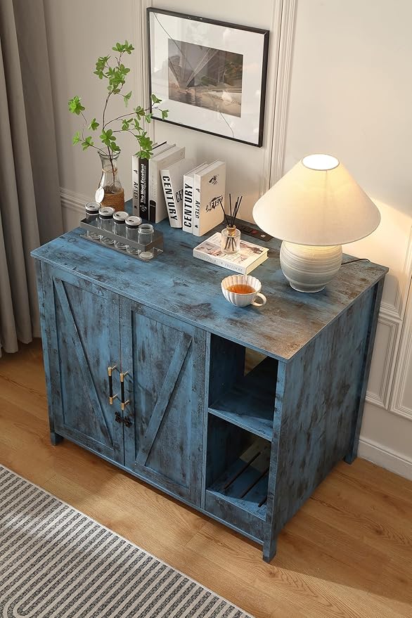 Cat Litter Robot Enclosure, Enclosure for self-Cleaning Litter Boxes,Adjustable Shelf for Dog Proof and Storage,Charging Station,Locks Added for cat,Large Indoor Cat House,Blue