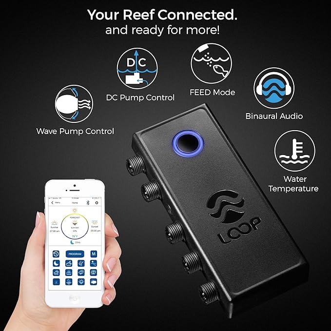 CURRENT USA 18-24" Inch Orbit Marine IC Loop LED Saltwater Reef Marine Aquarium Light with Bluetooth App Control | Wireless Lighting & eFlux Wave Pump Control for Fish Tank (4204)