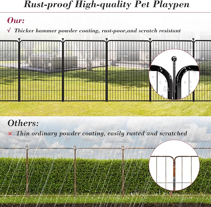 Dog Playpen 40 inch 8 Panels Dog Fence Outdoor for Yard, Indoor Dog Pen for Large/Medium/Small Dogs, Heavy Duty Puppy Playpen with Door Portable Pet Fence for RV Camping