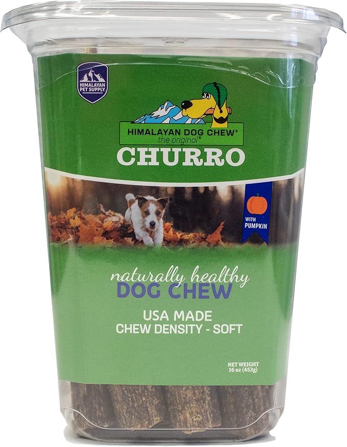 Churro Pumpkin and Cheese Treats | Cheese Churro | Lactose Free - Gluten Free - Grain Free | USA Made | for All Breeds | 11-13 Churros | Pumpkin