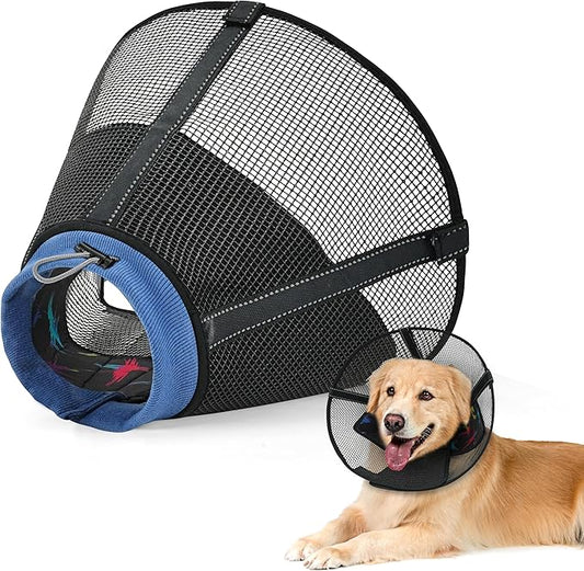 Dog Cone Collar to Stop Licking: Breathable Mesh Elizabeth Recovery Collar Alternative with Soft Padded After Surgery Neuter Spay Wound, for Large Medium, Small Dogs, Normal Eating and Drinking