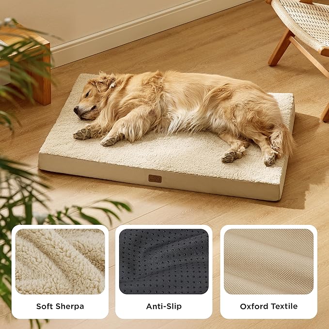 Bedsure XL Dog Beds Large Sized Dog - Extra-Large Orthopedic Flat Puppy Bed with Removable Washable Cover, Egg Crate Foam Pet Mat, Suitable for Pet Up to 100 lbs