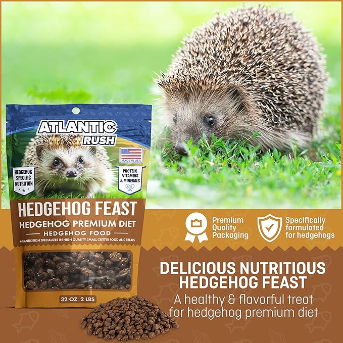 Atlantic Rush Hedgehog Feast Premium Food - 2lb Resealable Bag of Hedge Hog Delite- Small Critter Supplies Hedge Hog Food - Hedgehog Treats- Sourced & Made in The USA