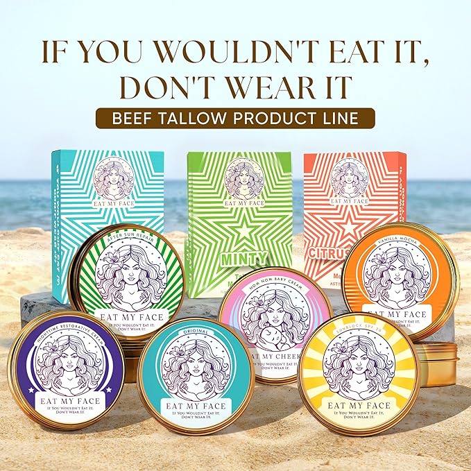 Beef Tallow Sunscreen Organic with Non Nano Zinc Oxide Formula for Daily Protection, 4oz Reef Safe Sunblock, SPF 30 All Natural Chemical Free Sunscreen, Made in USA, Natural Organic Sunblock for Skin