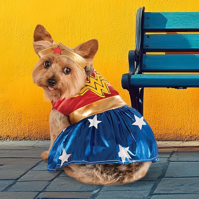 DC Comics: Wonder Woman Pet Costume for For Dogs or Cats by Rubies, Large
