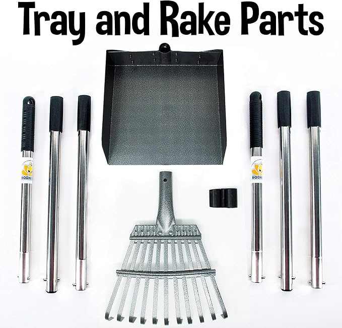 Bodhi Dog Pooper Scooper for Large Dogs - Heavy Duty Metal Poop Scoop w/Long Handle Tray & Rake - Dog Poop Scooper for Yard, Grass, Street, Gravel & Outdoor Areas - Pet Waste Cleanup Tool